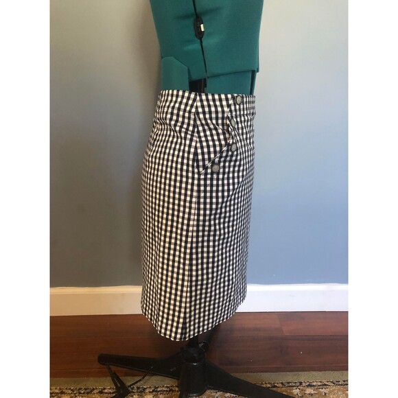 J. McLaughlin Blue Plaid Gingham Button Pocket Pencil Skirt, size 0 - Picture 4 of 5
